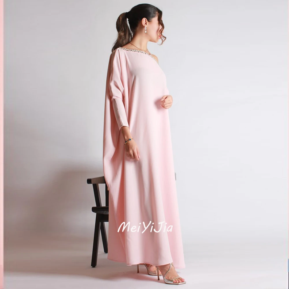 

Meiyijia Evening Dress Crepe One-shoulder Aline Beaded Long Sleeves Saudi Arabia Sexy Evening Birthday Club Outfits Summer 2024