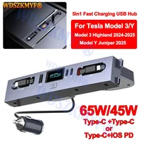 Para Tesla Nuevo Modelo Y Juniper 2025 Modelo 3 Highland 2024, Base de Expansión USB HUB Tipo-C de Carga Rápida de 65W 45W para Consola Central
