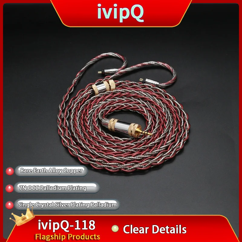 ivipQ Flagship Cable 26AWG High Fidelity Earphone Replacement Cable With MMCX 2PIN N5005 For Fiio Fh7 KATO Bravery Vocal Rinko