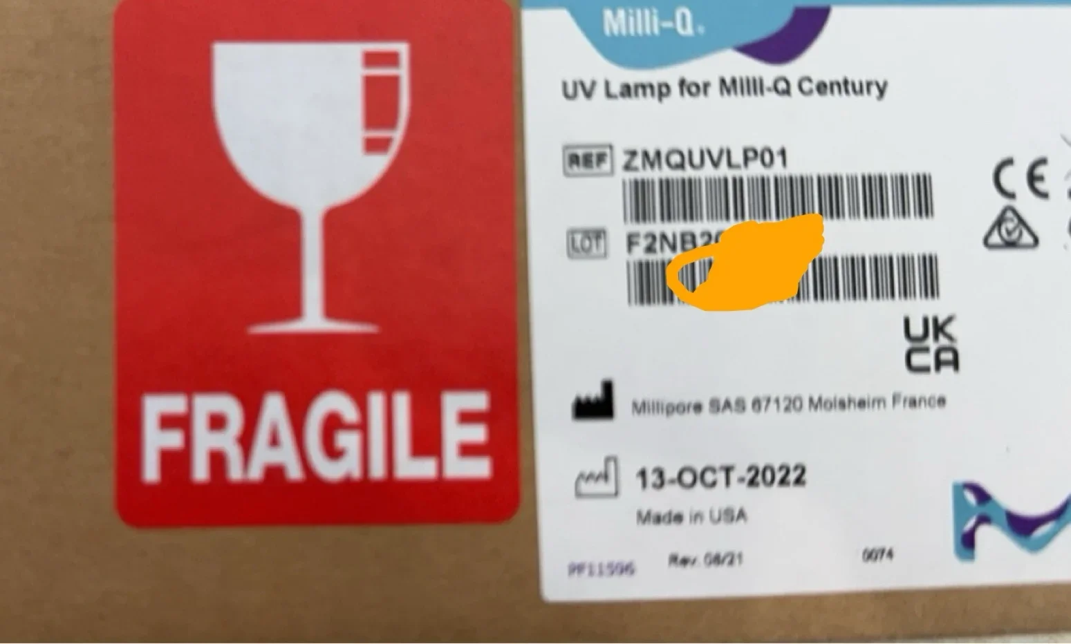 Lampada UV Millipore ZMQUVLP01 Milli-Q nuova originale