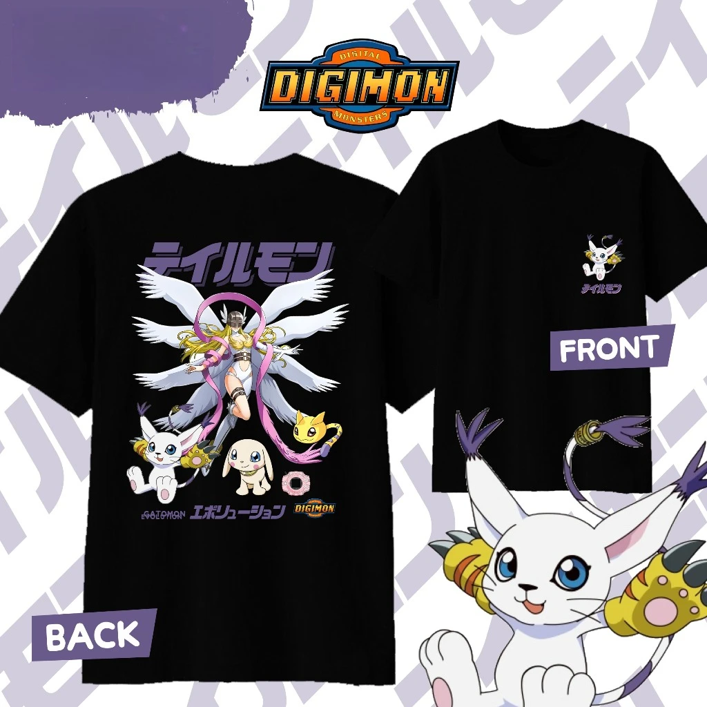Anime Digimon Gatomon Evolution Printed T-shirt Men's and Women's T-shirt Men's Top Harajuku T-shirt 2026 Summer Tee Streetwear