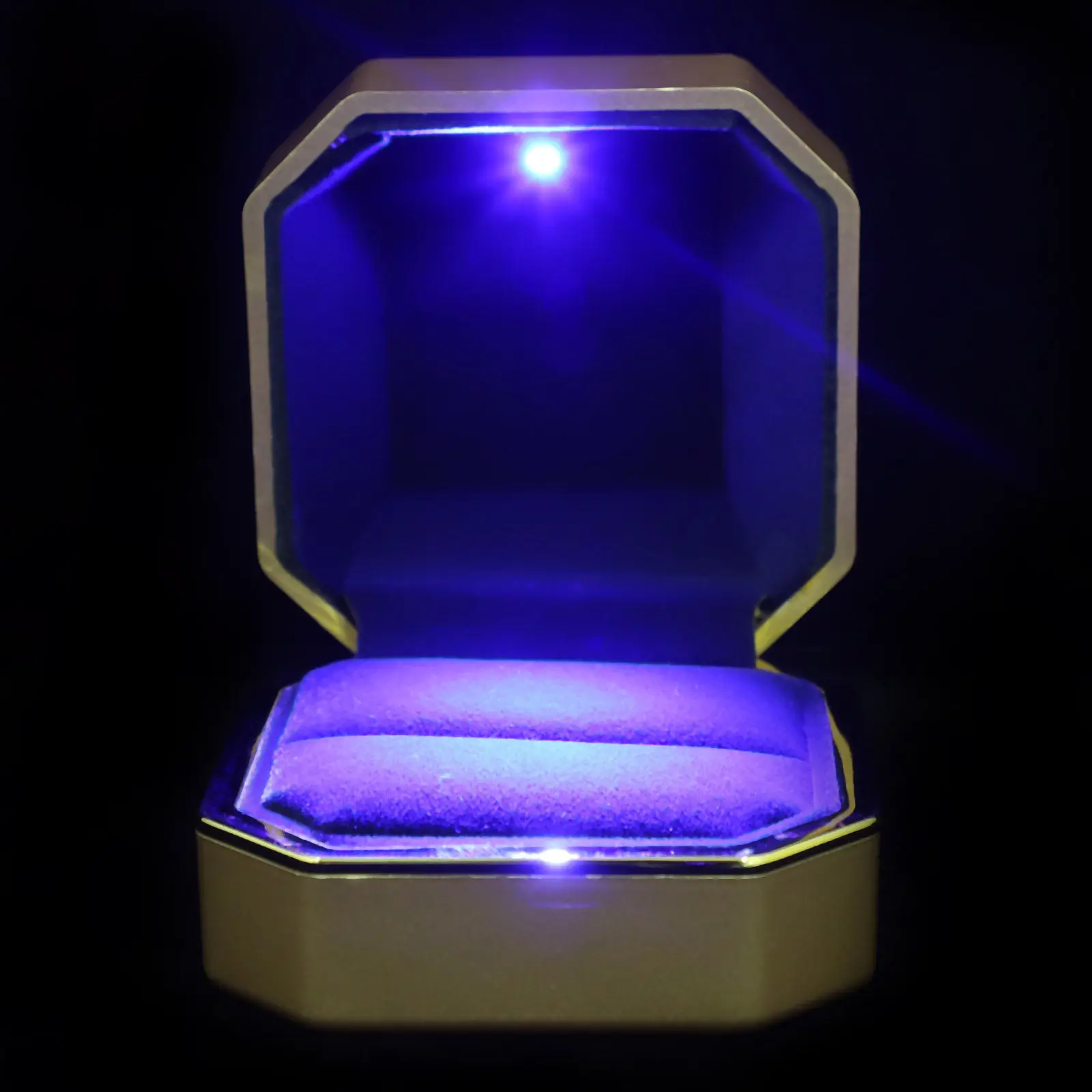 

Wedding Ring Box with Light Decorative Ring Case Portable Jewelry Display Holder for Engagement Proposal Wedding