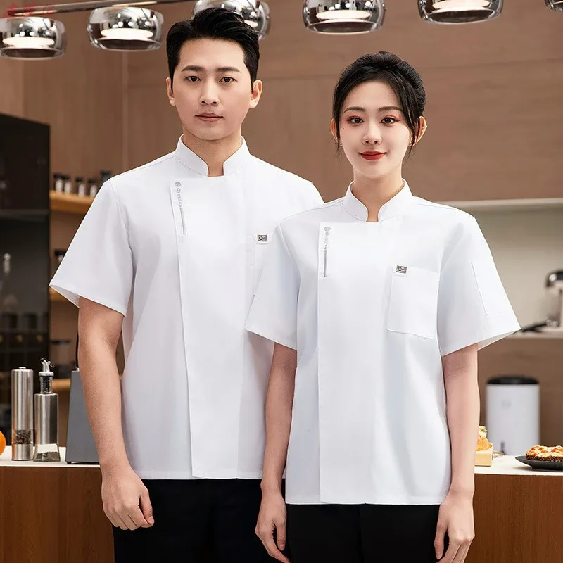 

Summer Thin Breathable Mesh Short Sleeve Chef Jacket for Catering Hotel Restaurant Canteen Pastry Baker Workwear Kitchen Clothes