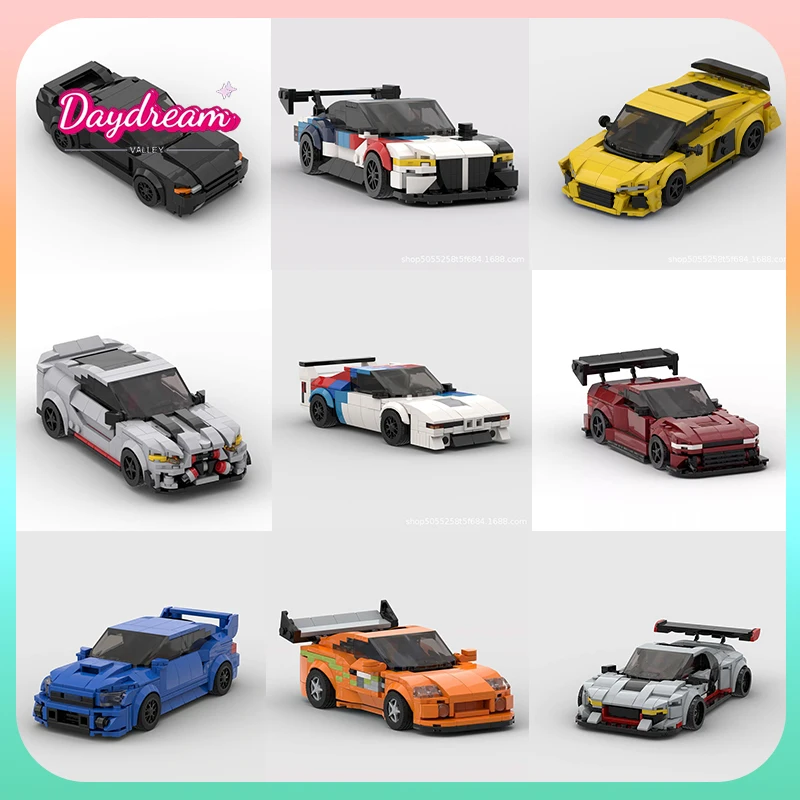 Building Bricks Roadster Models Racing Cars Ornaments Speed Collection Building Blocks Toys Educational Boys Gifts