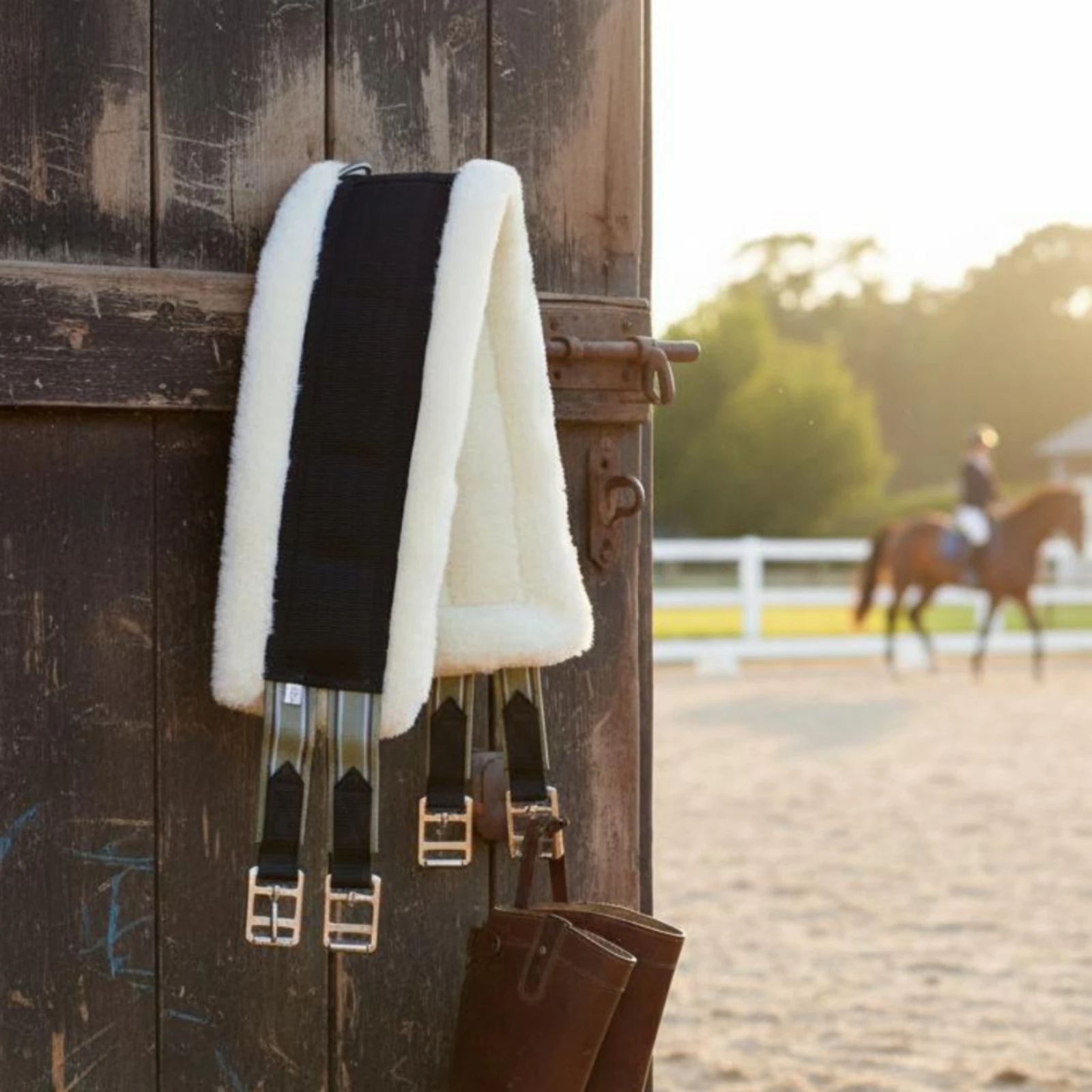 

Wool Fleece Girth Anti-Rub Fleece Padded Girth Cinch Long-Lasting Buckle Equine Tack Stainless Steel Hardware for Equestrian