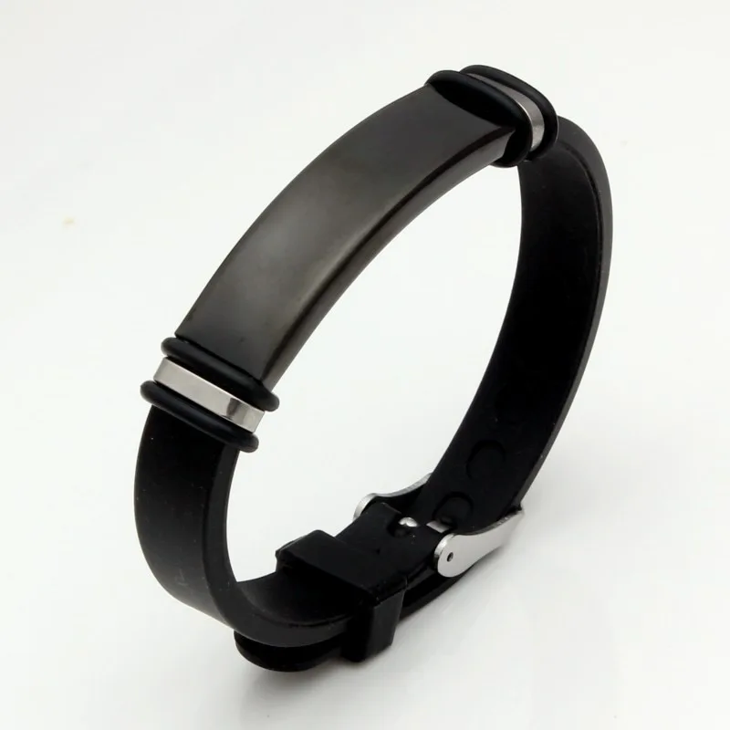 10pcs 10mm New Creative Couple Bracelet Can Be Engrave Punk Stainless Steel Silicone Charm Bracelet Fashion Jewelry Accessories