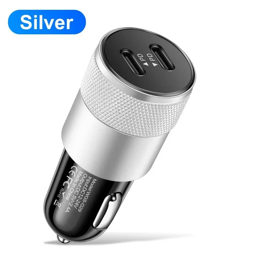 In-car Charging USB-C Car Charger 2.4A Car Charger Car Charger 2.4A Output Two USB-C Ports Space-saving Design