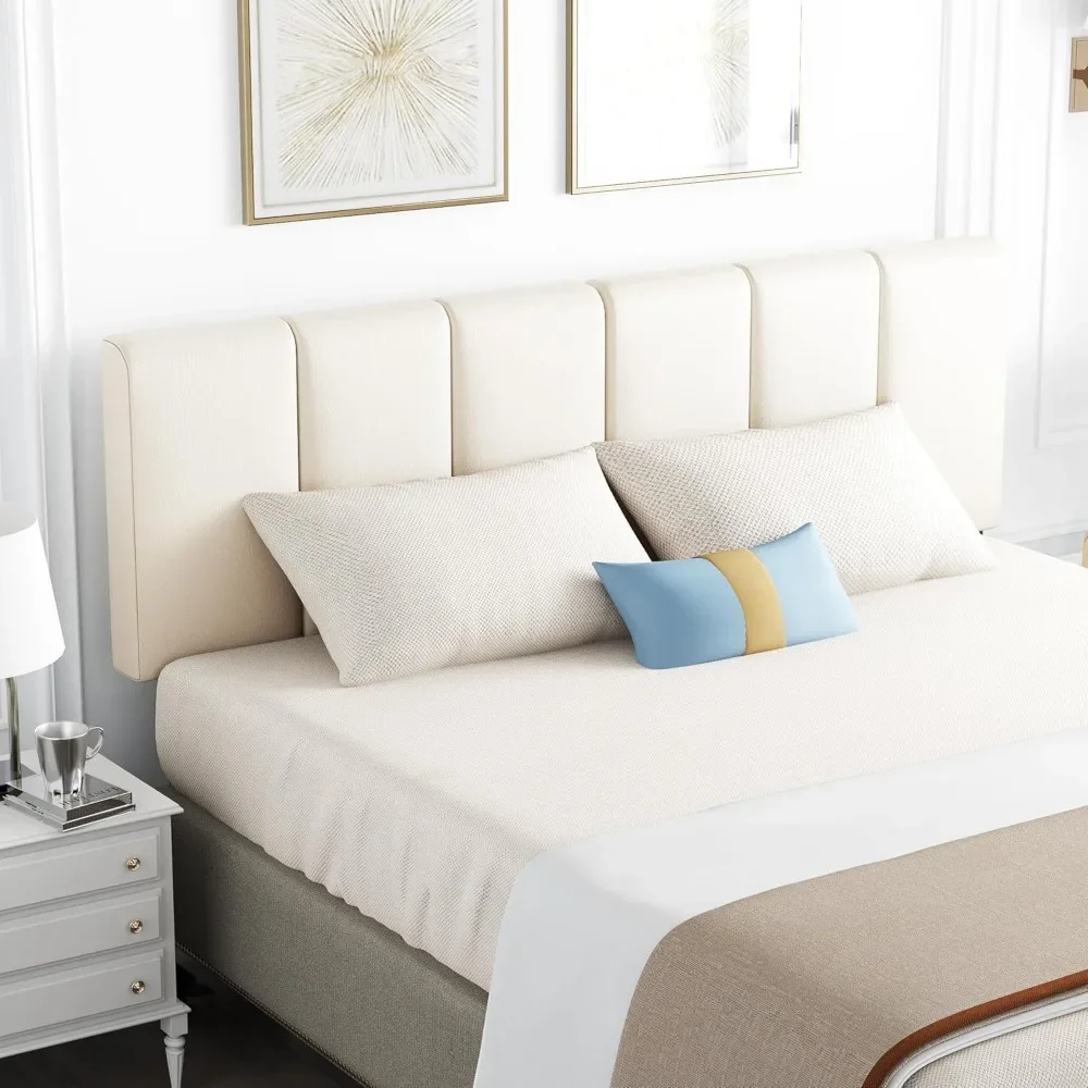 

Upholstered Headboard Foldable Size Headboards Faux Leather Panel with Height Adjustments