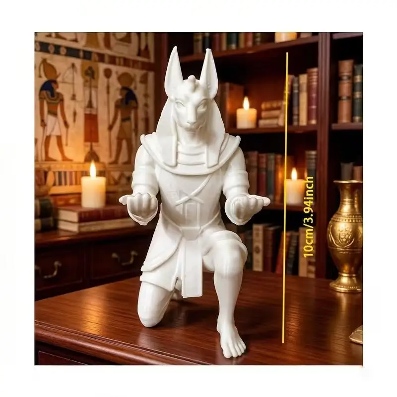 1Pc Vintage Figurine Pen Holder 3D Printed Egyptian Statue Desktop Organizer Creative Desk Decor Storage Rack Office