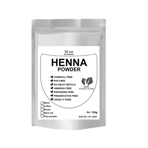 Imagen 2 del producto 100g India Hennè en polvo tinte para el cabello de plantas naturales negro marrón cubre cabello blanco, protege y reparaciones, accesorios duraderos para teñir el cabello