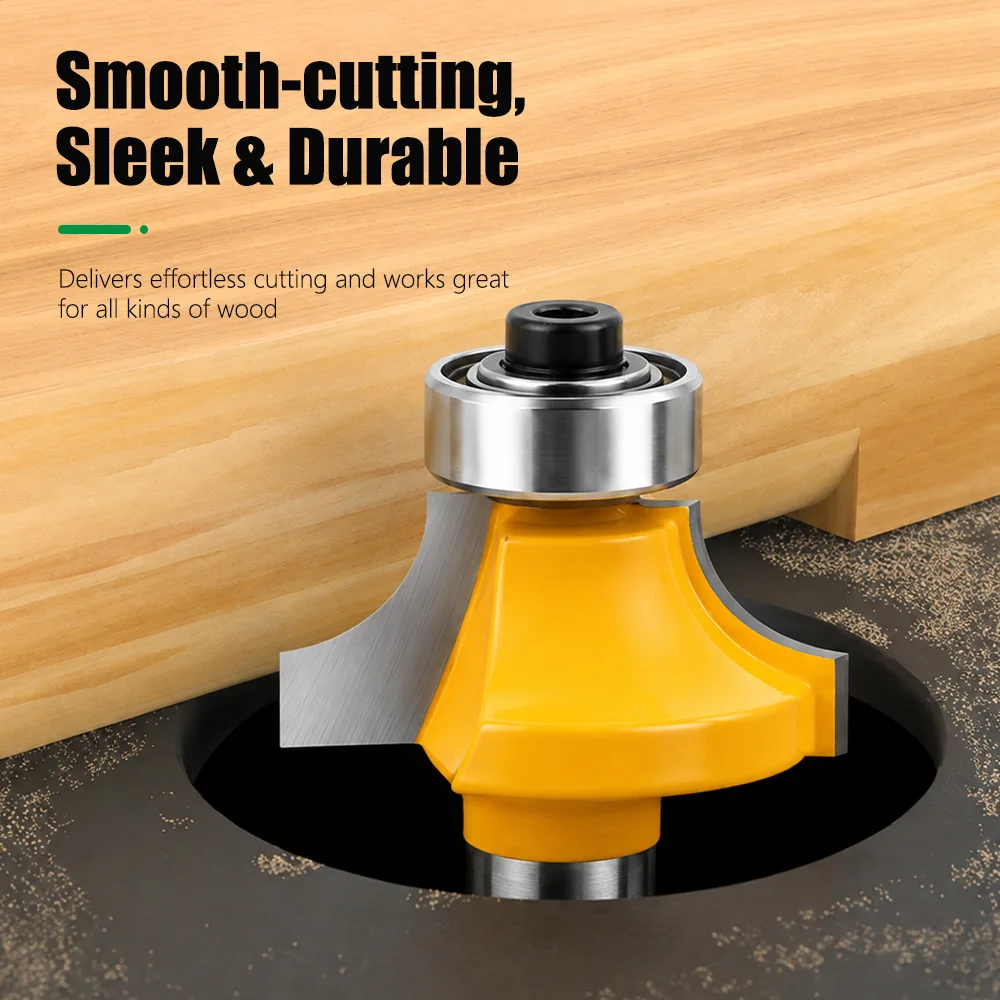 AURWOF 4PCS 8mm Round Over Router Bits Set, Carbide Wood Router Cutter For Corner Rounding & Edge Trimming C08051YT4