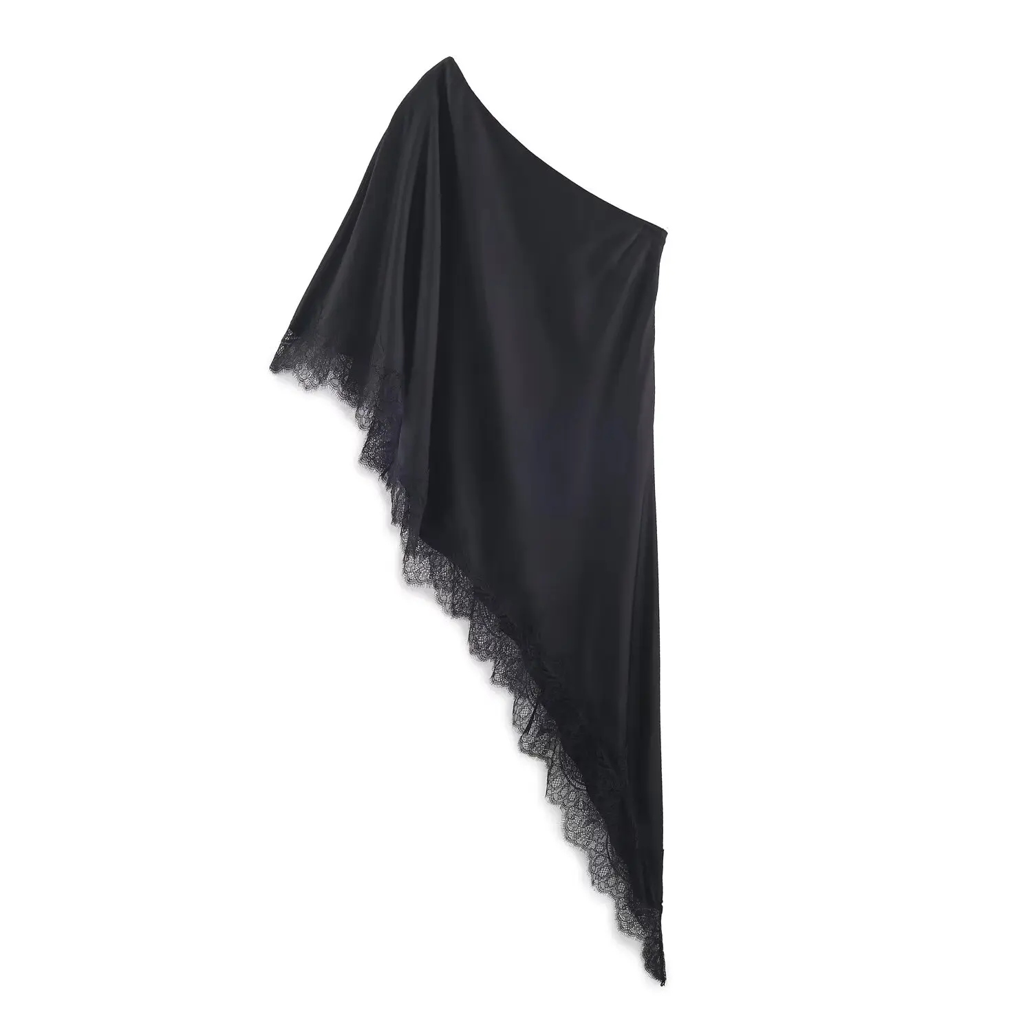 KONDALA Chic Black Night Party Sexy One Shoulder Lace Women Tops Fashion 2025 Luxurious Club Female Modern Valentine's Day Top