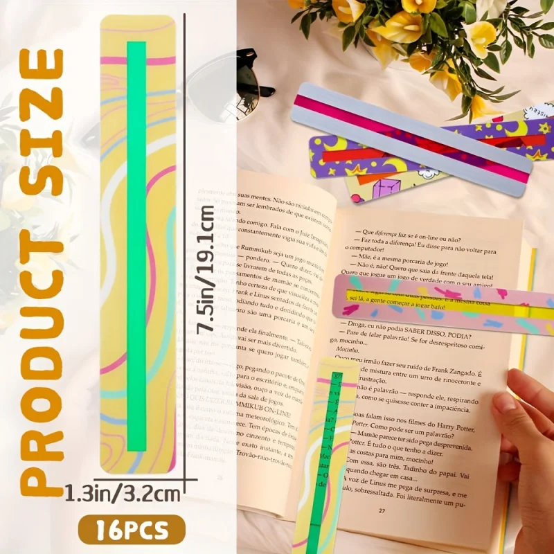 16/32 Pcs Guided Reading Highlight Bar, Color Overlay Bookmarks Help Dyslexia, Reading Tracker Ruler, ADHD Reading Tools