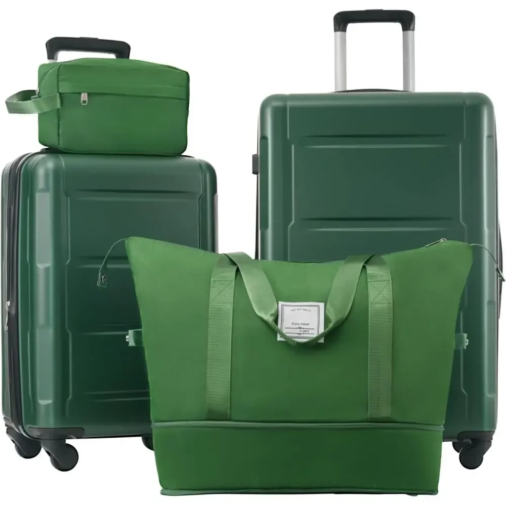 

2 Piece Large Expandable Spinner Luggage Set with TSA Lock, ABS Lightweight Suitcases, 20 & 24, Green