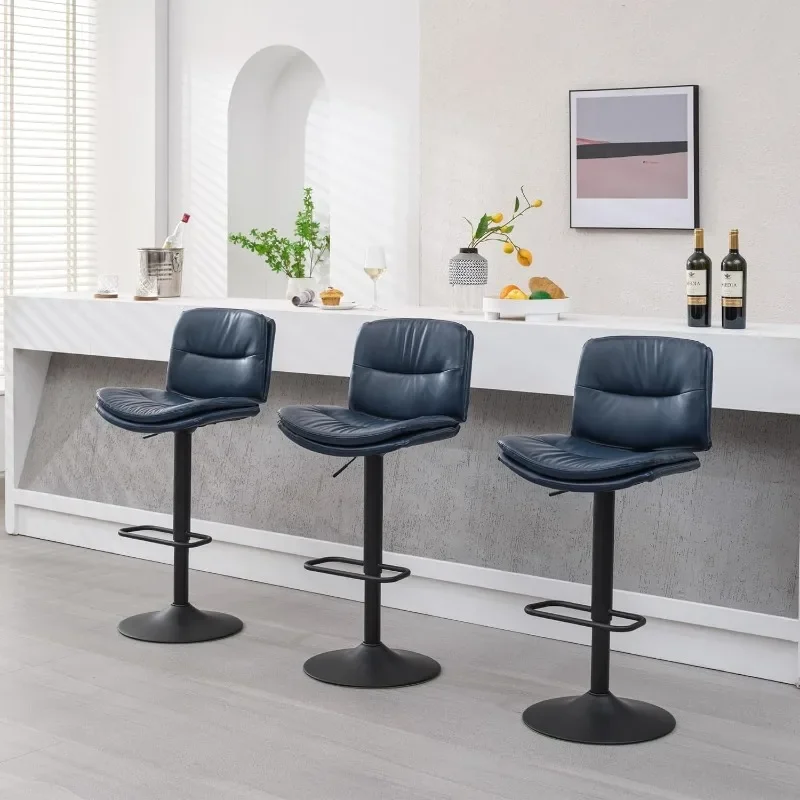 

Swivel Bar Stools Set of 3, Double-Layer Upholstered Counter Height Bar Stools with Back, Adjustable Bar Stool 24"-32"