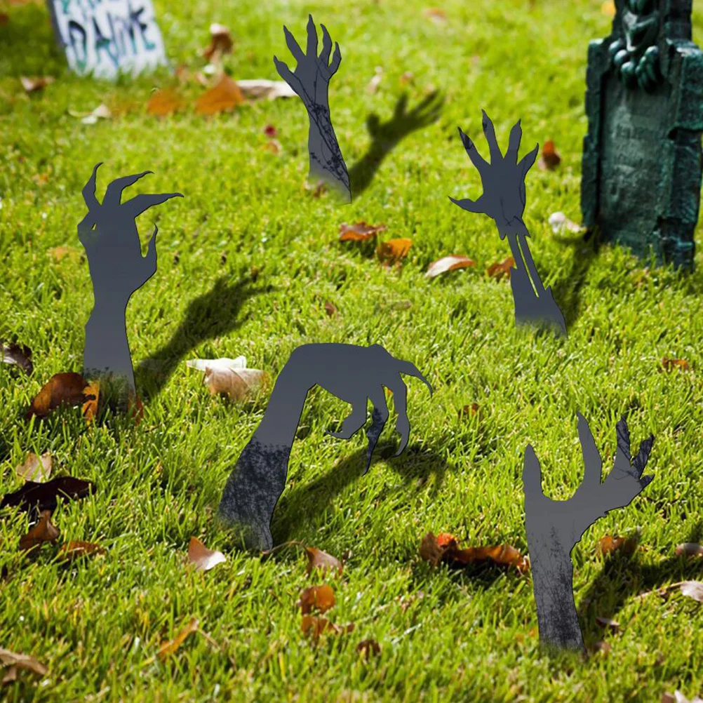

5 Pcs Ghost Hand Decoration Halloween Lawn Decorations Outdoor Sign Ornament Combination Acrylic Hands outside