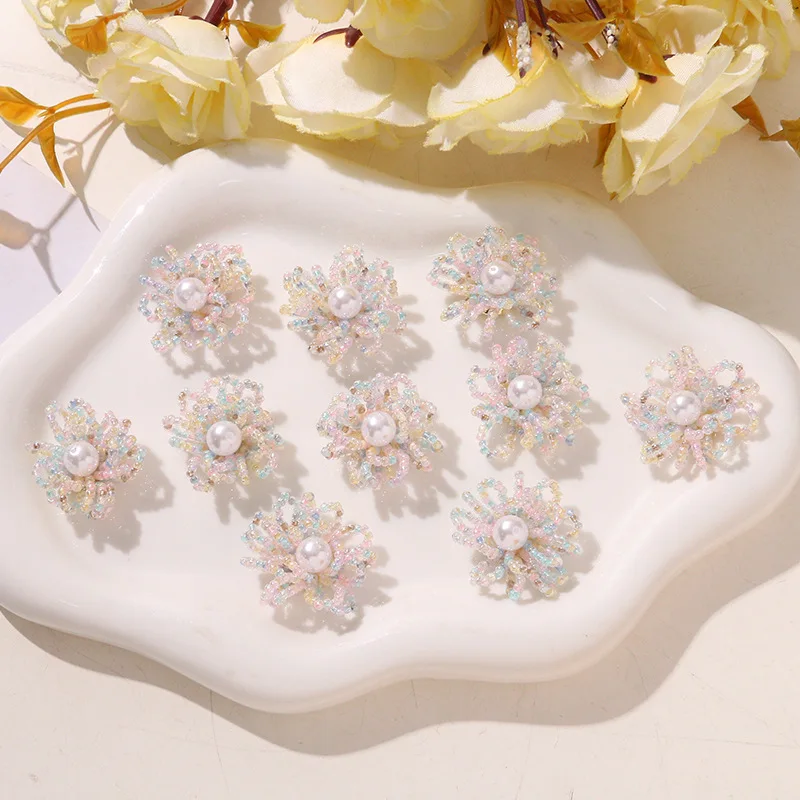 Shoe Charm 1 Piece Lightweight Sparkling Beaded Flower Cluster Party DIY for Jelly Clogs Clear Crystal Princess Korean