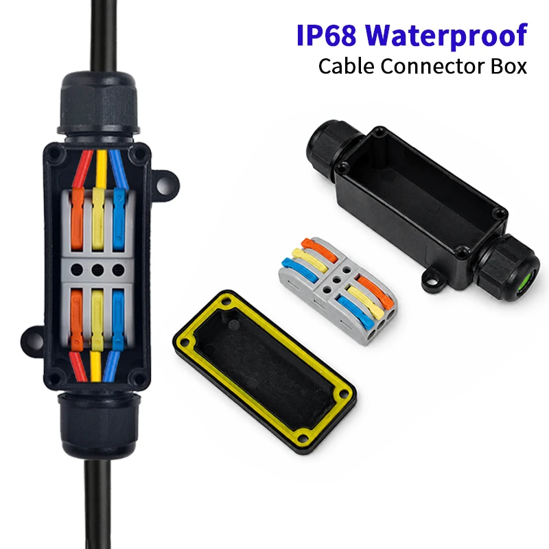Electrical Wire Connector IP68 Waterproof 2 Way Junction Box 1/2/3 Pole Lever Terminal 32A 450V Outdoor Lighting Cable Splice