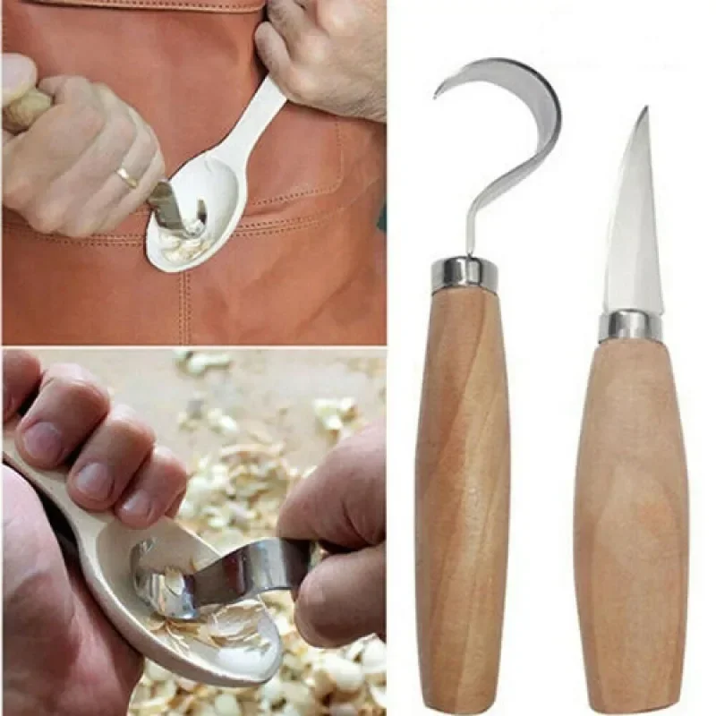 1PCS DIY Hook Knife Carving Tools Ergonomic Woodworking Spoon Durable Crooked Beginners Sculptural Stainless Steel Professional