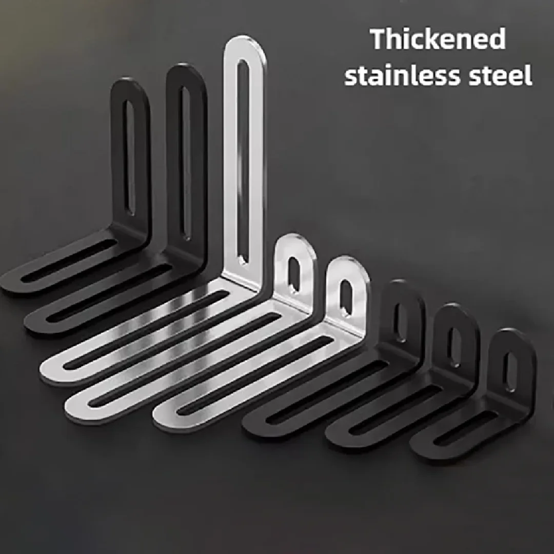 Stainless Steel Adjustable Angle Code Long Hole Activity 90 ° Right Angle Furniture Fixer L-shaped Shelf Bracket Connector