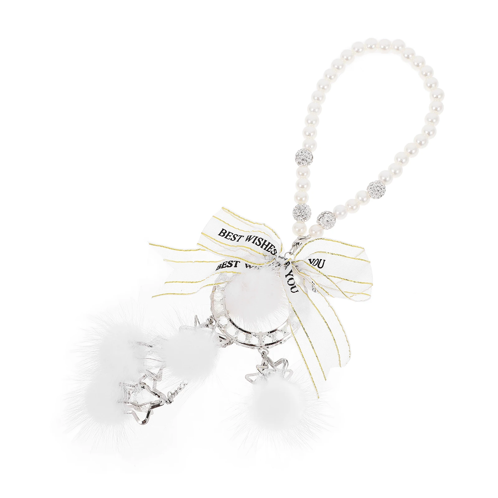 

Rearview Mirror Pendant Interior Decorations Gray Pearl Charm Hanging Ornaments for Women Car Accessories Creative Design