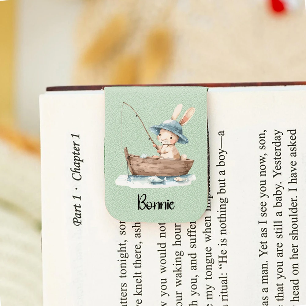 1PC NEW Rabbit Custom Name UV Print Aqua Blue Book Mark For School Supplies