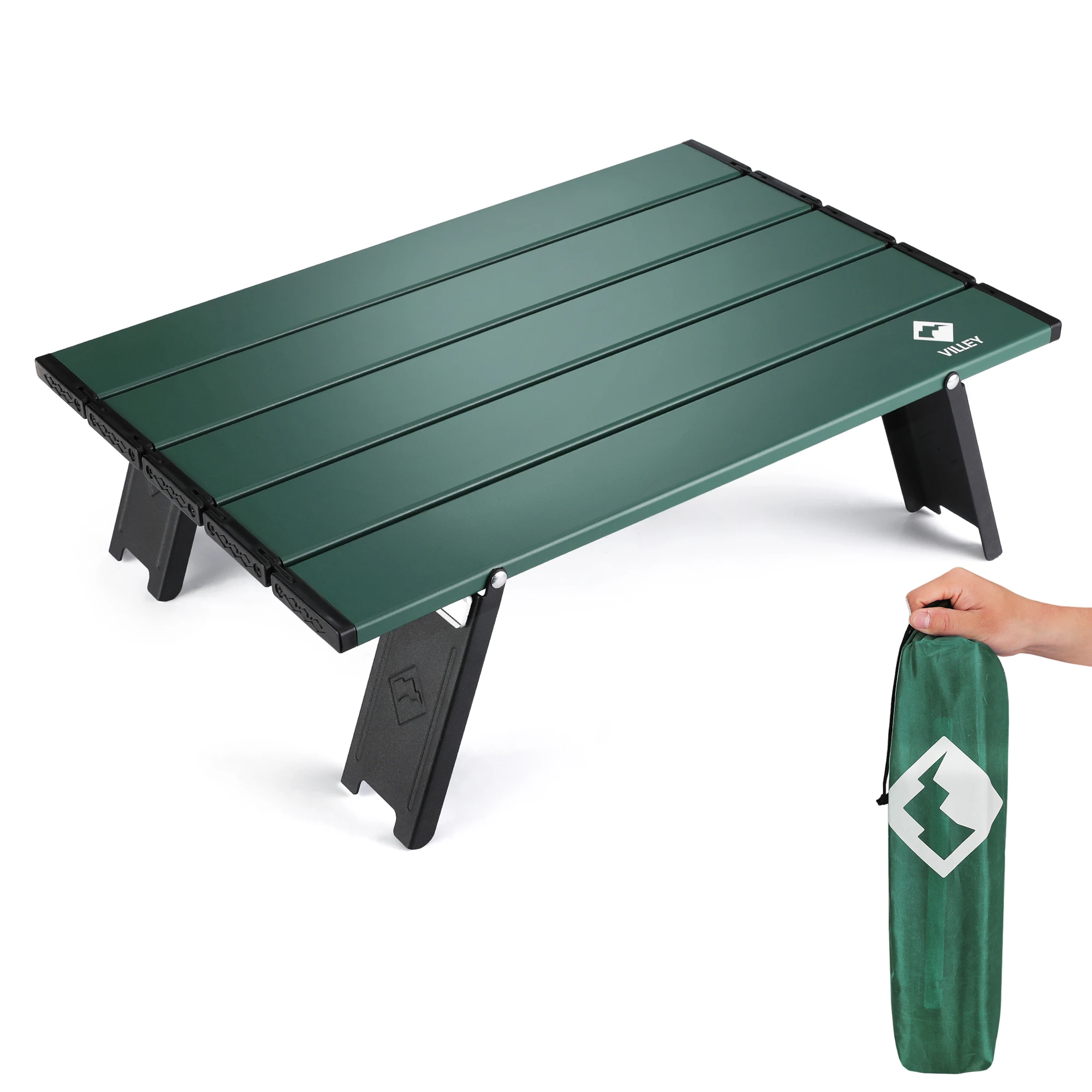 VILLEY Portable Mini Folding Beach Table, Ultralight Aluminum Side Table with Carry Bag for Camping, Picnics