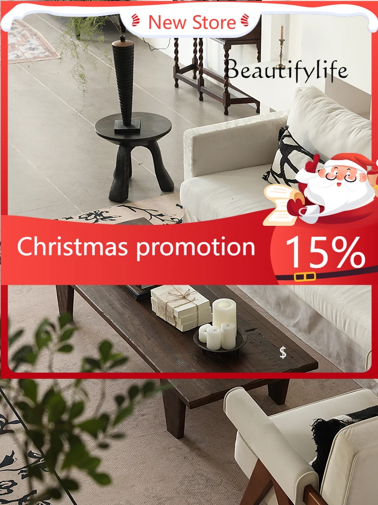 Meja Kopi Persegi Panjang Empat Kaki Kayu Solid Gaya Kuno Y Qianyu untuk Ruang Tamu B & B, Meja Retro Desainer