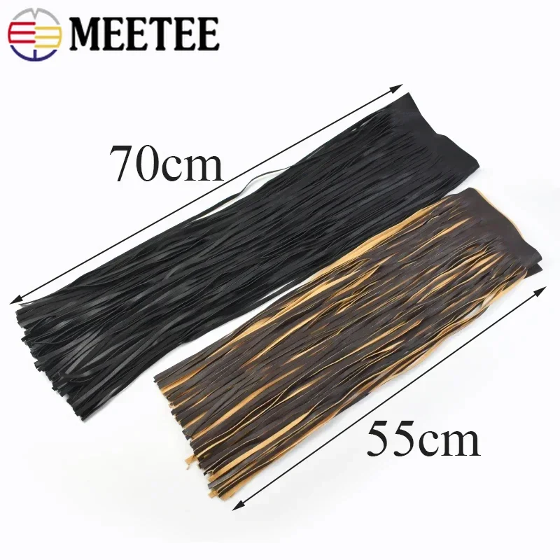 1Pc Meetee 66*50/70cm Leather Suede Fringe Tassel Lace Trim Colored Long Fringes Ribbon Clothing Dress Jacket Sewing Accessories