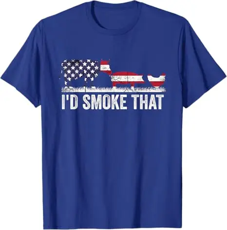 I'd Smoke That Patriotic BBQ American Flag 4th of July Herren-T-Shirt BBQ Barbeque Der beste Begleiter für PitMaster. Das Pit-Crew-T-Shirt – Detail 6