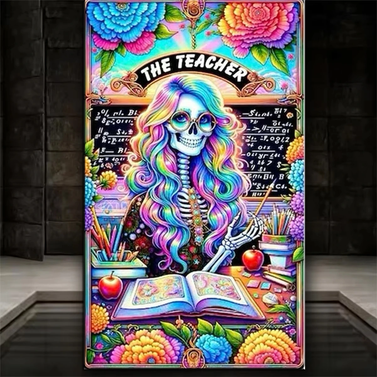 DIY Diamond Painting Kit Skeleton Skull Teacher Book Full Drill Diamond Embroidery Art,Mosaic Cross Stitch,Home Decoration