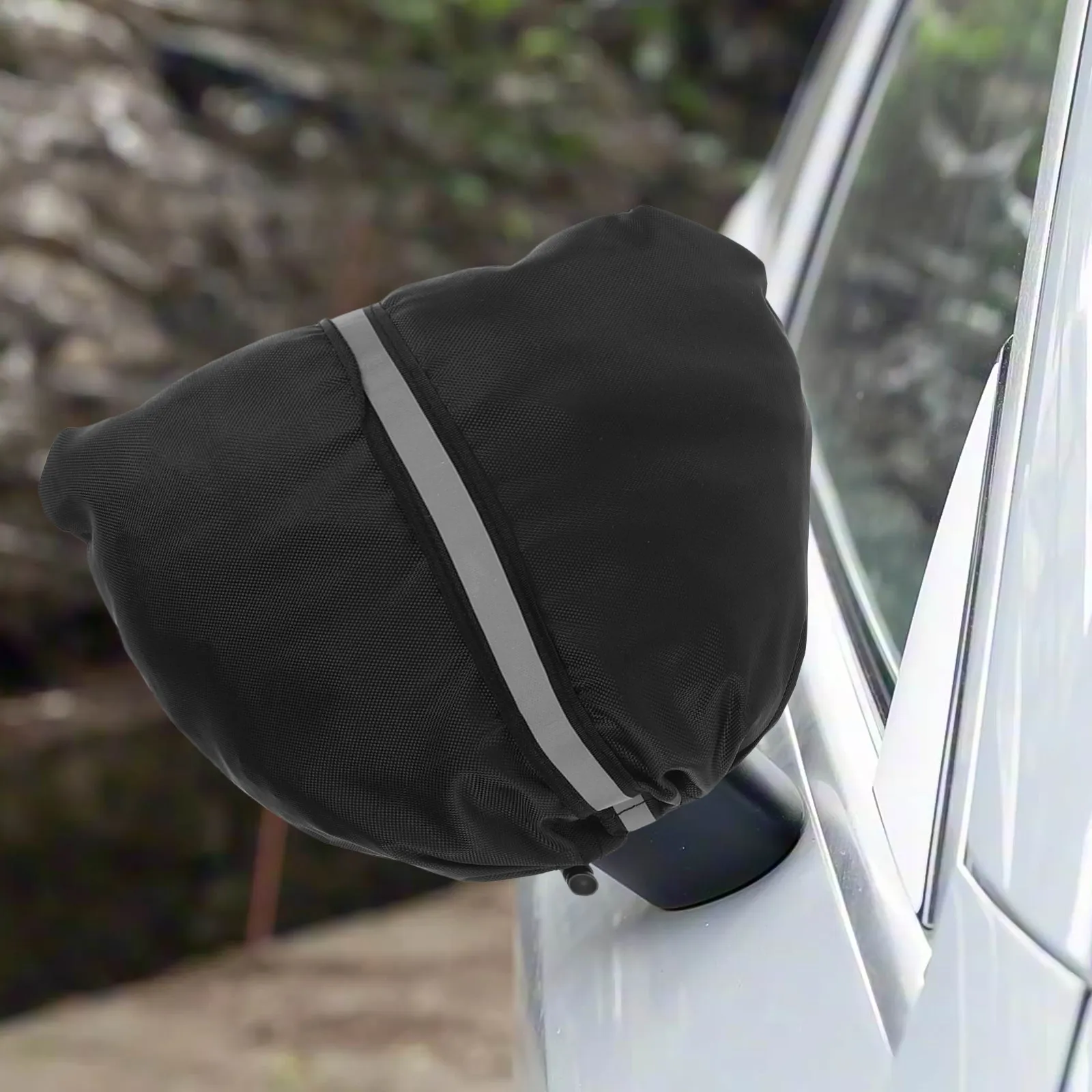 1 пара чехлов для боковых зеркал автомобиля, черные, водонепроницаемые, устойчивые к царапинам, с регулируемым шнурком, светоотражающая полоса, накладки на зеркала, для ночного использования