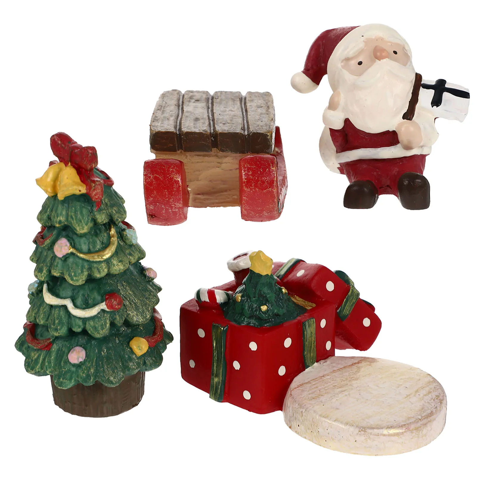

4 Pcs Resin naments Xmas Decorations Home Party Office Xmas Gift Box Santa Decor Holiday Gifts Festive Santa Craft
