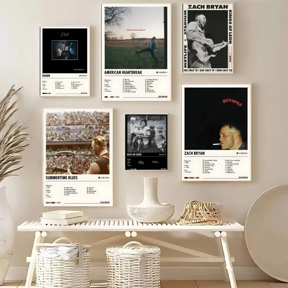Popular Singer Z-Zach Bryan Poster High Quality Dorm Living Room Aesthetic Wall Decoration Painting Stickers Gift