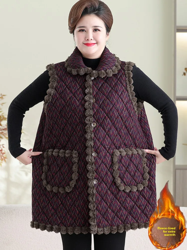 

Жилет на подкладке больших размеров, женская верхняя одежда, теплое пальто для среднего возраста и ли, специальное тело, средней длины, открытое...