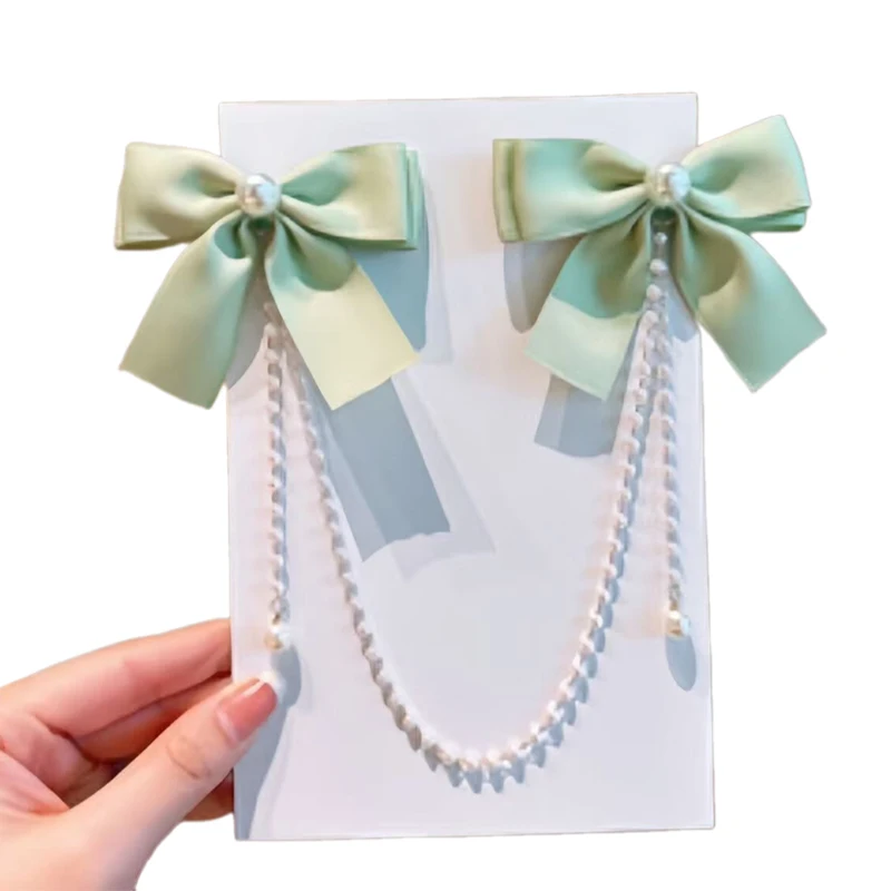 لؤلؤة القوس شرابة مشبك شعر أنيق بلون مشبك شعر الأطفال الأميرة دبابيس الشعر موضة الجمال إكسسوارات الشعر #5