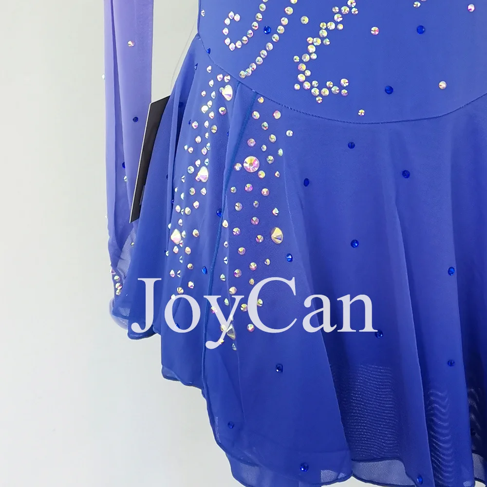 JoyCan Ice Figure Skating Dress Girls Purple Spandex Stretchy Mesh Competition Dance Wear Dostosowane