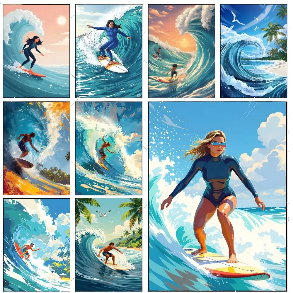 Energetic Sport Surfing Poster Premium Decor Art & Gift for Household Lounge Home Ornaments