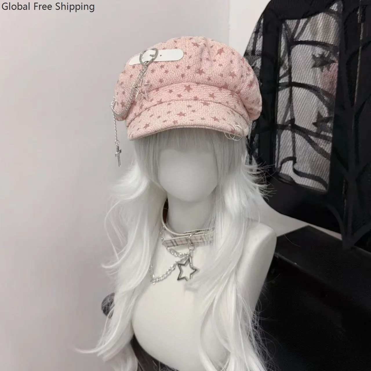 Czapka z daszkiem Dziewczęca Urocza Wzór w Kropki Gwiazdy Koreański Kapelusz Chmurka Cosplay Japońskie Akcesoria Y2k Kapelusz Damski Retro Kapelusz Malarski 2025
