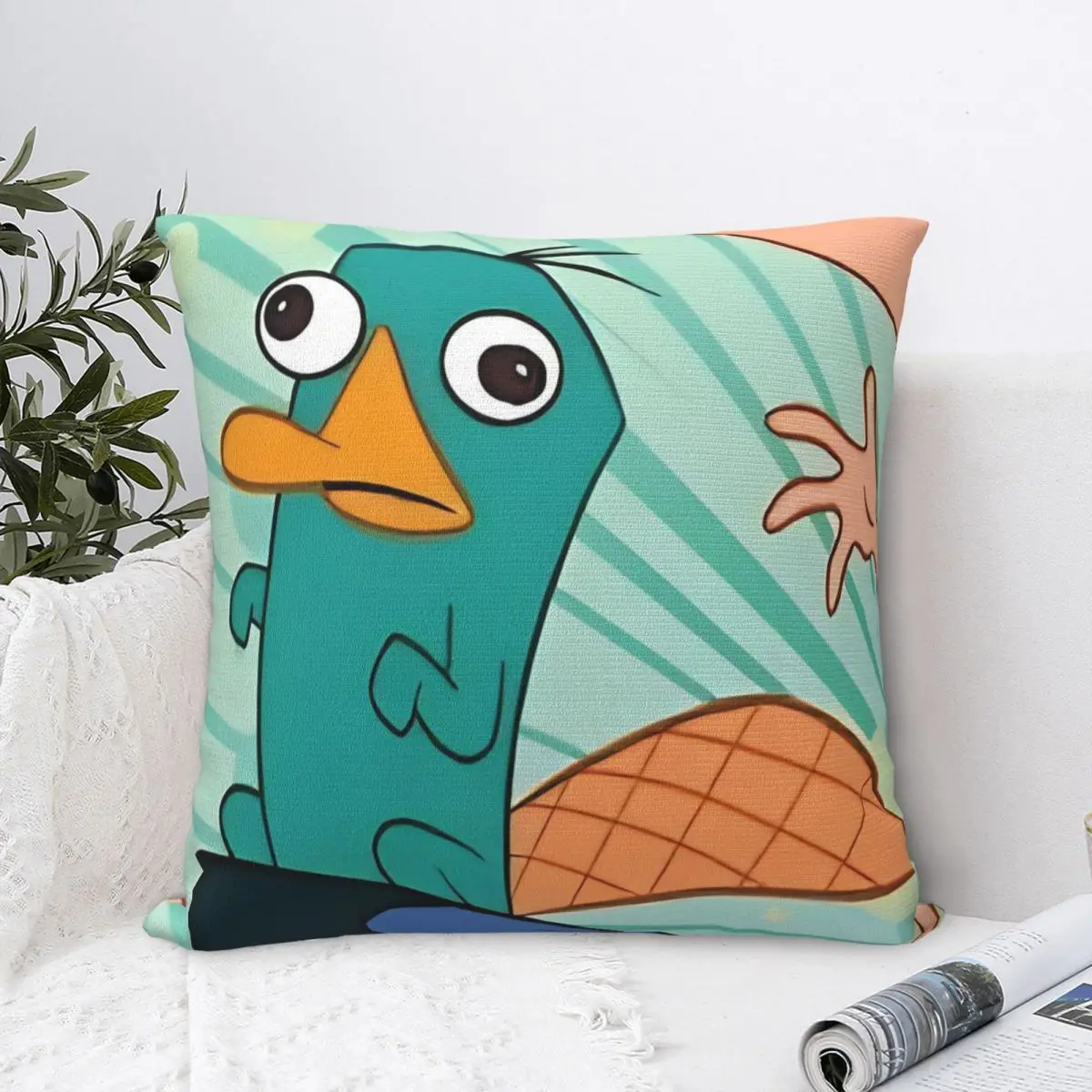Perry The Platypus Pillowcase Polyester Cushion Cover Decor Parody Yu-Gi-Oh Cards Throw Pillow Case Cover Car Square 40X40cm