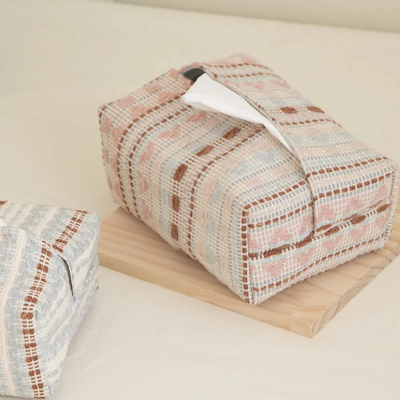 Textured tissue box pull-out tissue box tissue cover living room fabric tissue bag, Instagrammable storage, Nordic-style fabric
