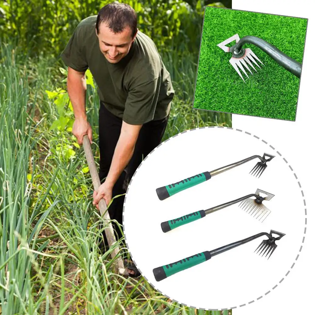 

Garden Rake 6 Teeth Manual Weed Remover Tool Grass Soil Shovel Removal Rooting Loose Gardening Puller Hand Tool Weeding N5M0