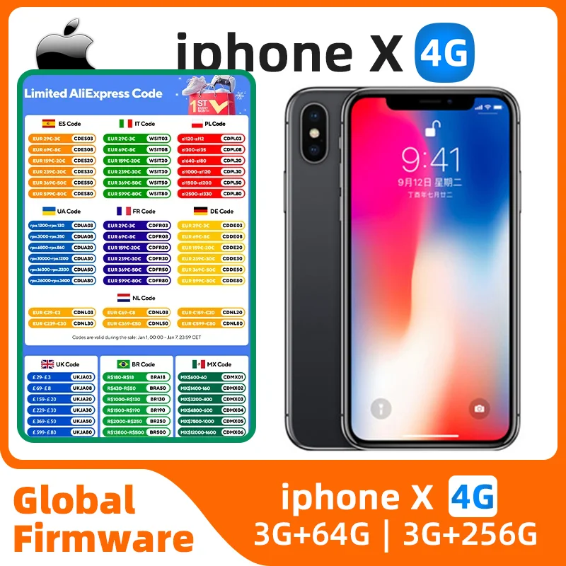 Apple iphone X ios 5.8 inch 256GB ROM All Colours in Good Condition Original used phone