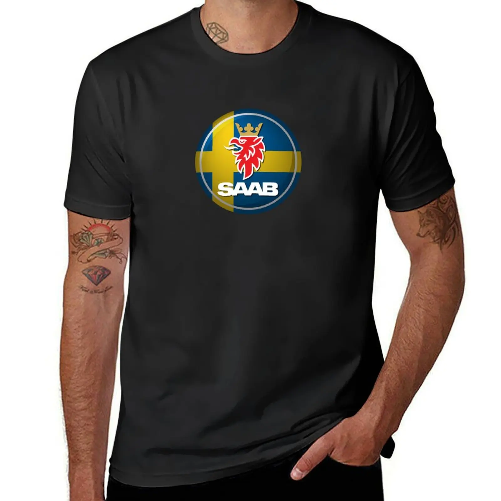 Swedish flag SAAB rondel artwork T-Shirt sweat blacks korean fashion mens t shirt