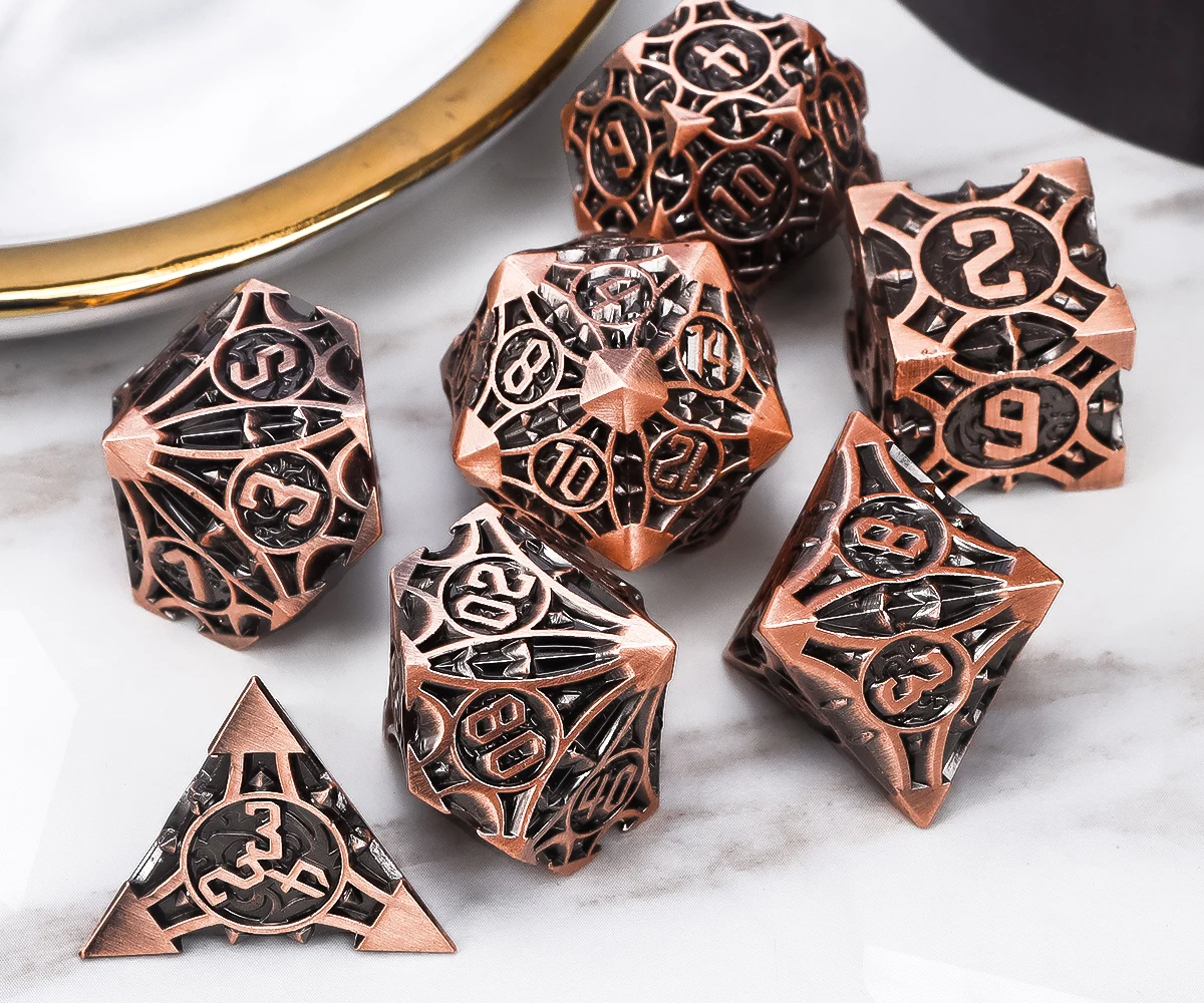 7Pcs Polyhedral Metal Dice Set - đánh giá và giá Board Game Vintage