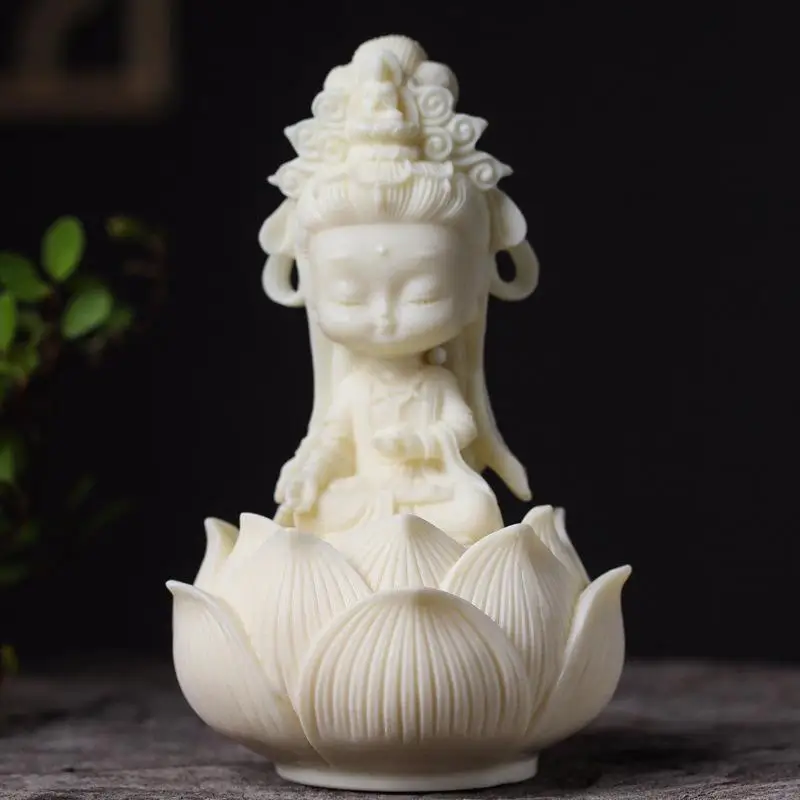Q Version Lotus Tathagata Carved Statue Cute Character Model Home Desktop Decoration Accessories Gift Statue