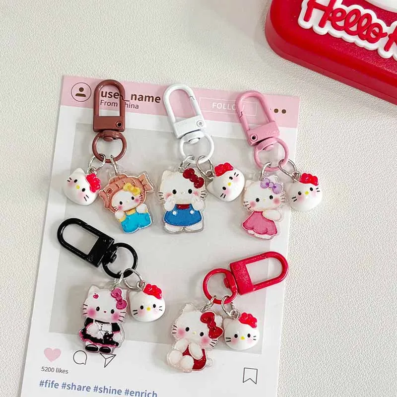 

Kawaii Hello Kitty Keychain Cute Cartoon Backpack Decoration Travel Ladies Supplies Desktop Accessories Student Gift Wholesale