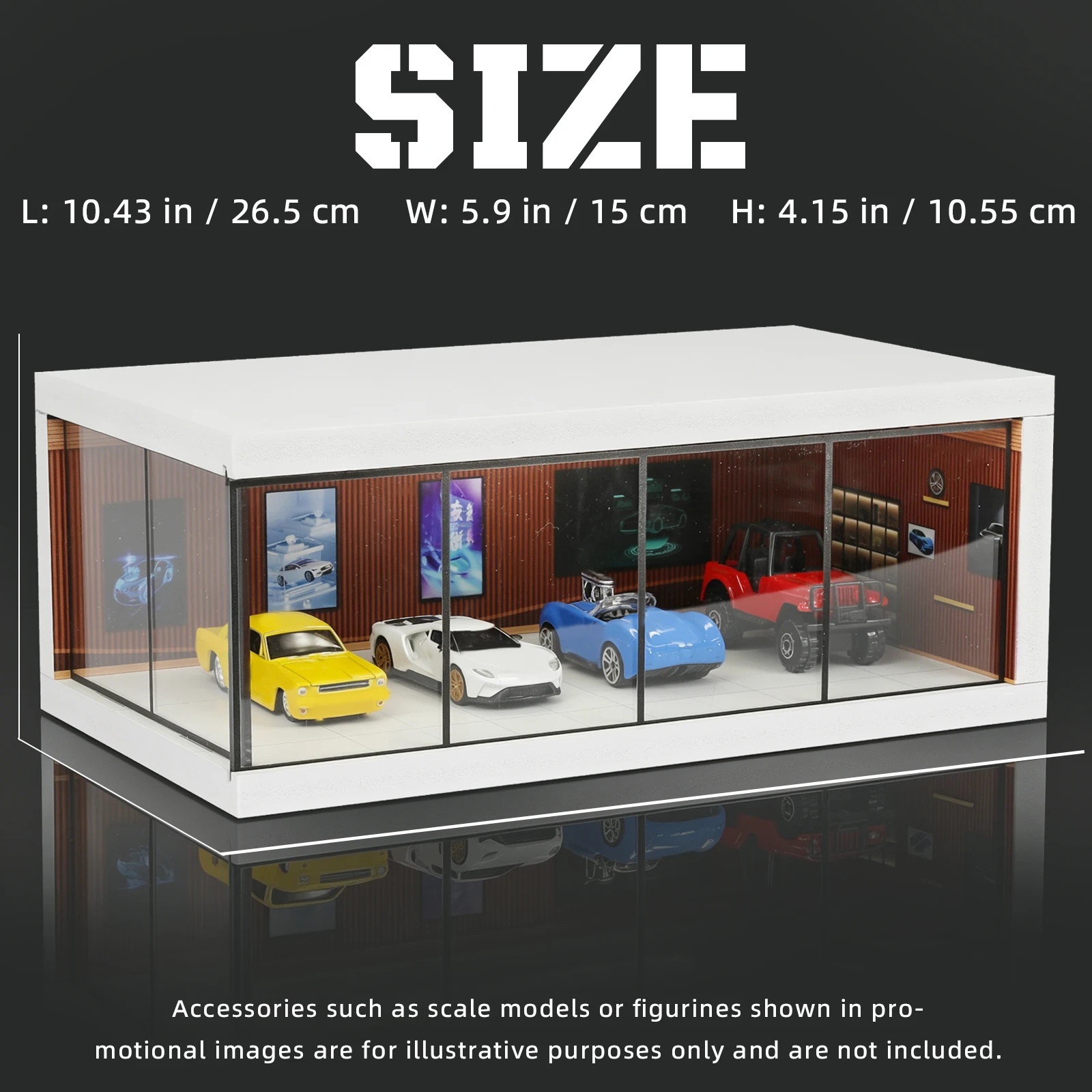 1:64 Model Car Diorama Display Storage Showroom Scene LED Strip Acrylic Dustproof Enthusiast Men Christmas & Birthday Gift