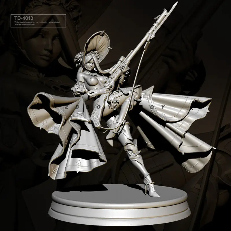 55mm 75mm  Girl Musketeer Girl Resin Soldier Model DIY Coloring Figurines Self-assembly Miniatures Decoration Crafts