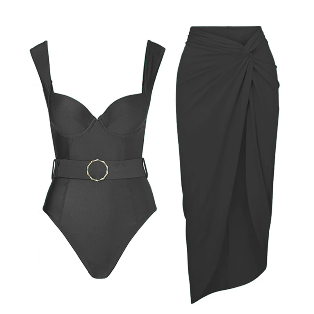 S - XL Sexy mit Gürtel und Rock, mit Bügel, hoher Beinausschnitt, Damen-Badeanzug, einteiliger Badeanzug, Damen-Badebekleidung, Badeanzug, Modell V5170 – Detail 15
